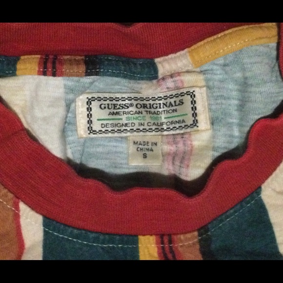 Guess Long Sleeve Bold Print Verticle Stripe Comfortable Shirt - Picture 3 of 3